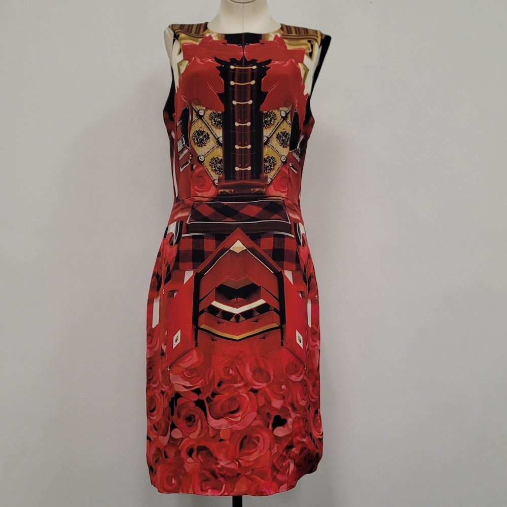 Mary Katrantzou Art to Wear Sleeveless Shift Dress Size 10 US 6 100% Silk Luxury